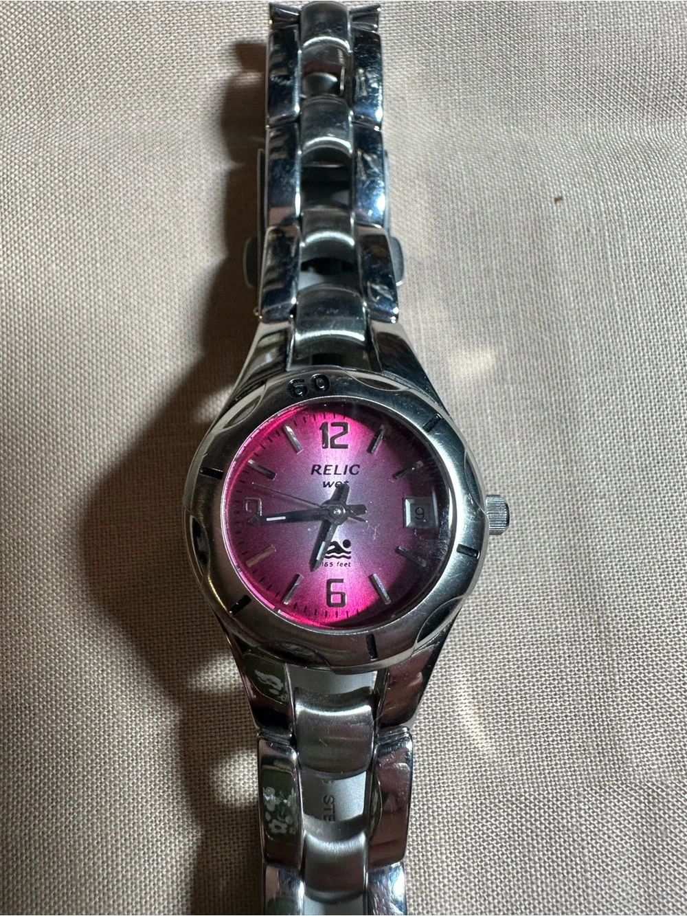Relic Silver Watch with Pink Gradient Dial